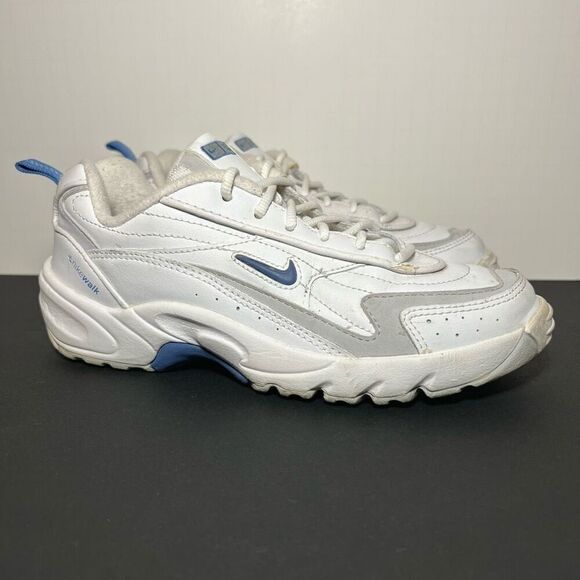 Womens Vintage NIKE Walk White Leather Athletic Shoes / Size 7 - Picture 1 of 9